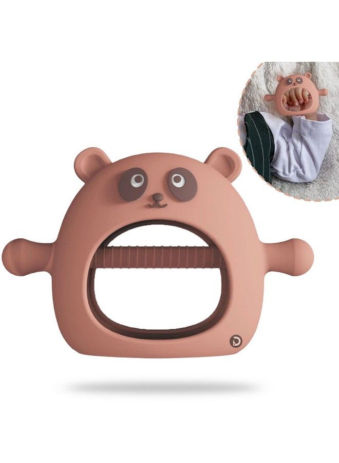 DaKos Teether Soother For New Born Teether And Soother For Baby Baby Mitten Teether Baby Chew Toys For Sucking Needs Sensory Teether Toy (Animal Shaped Panda Brown) - Image 2