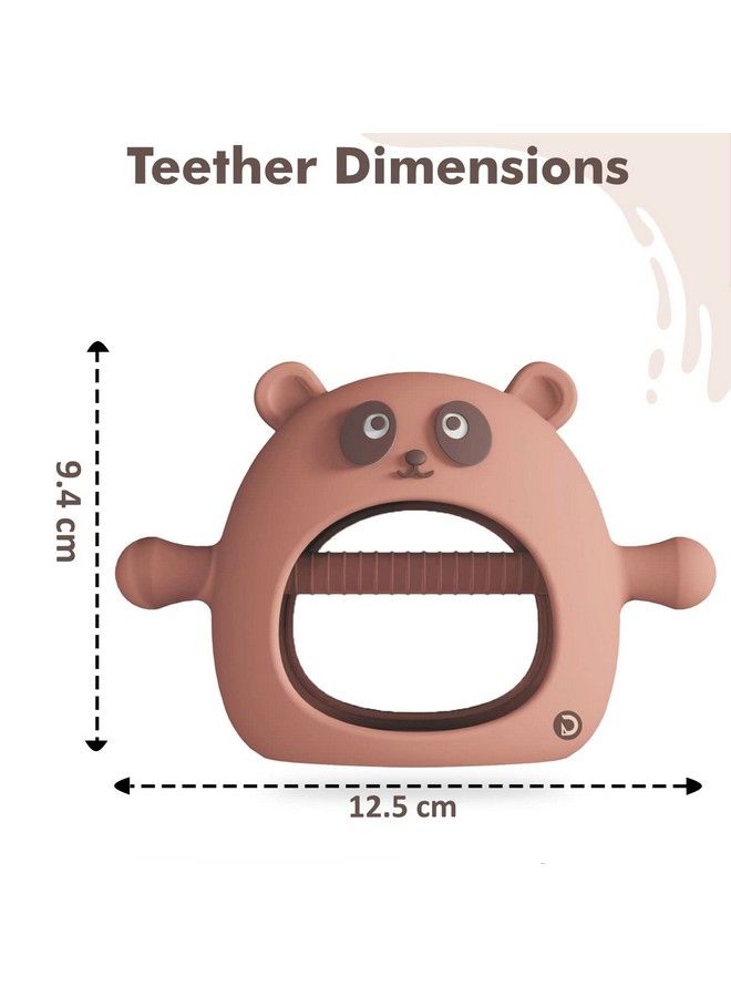 DaKos Teether Soother For New Born Teether And Soother For Baby Baby Mitten Teether Baby Chew Toys For Sucking Needs Sensory Teether Toy (Animal Shaped Panda Brown) - Image 5