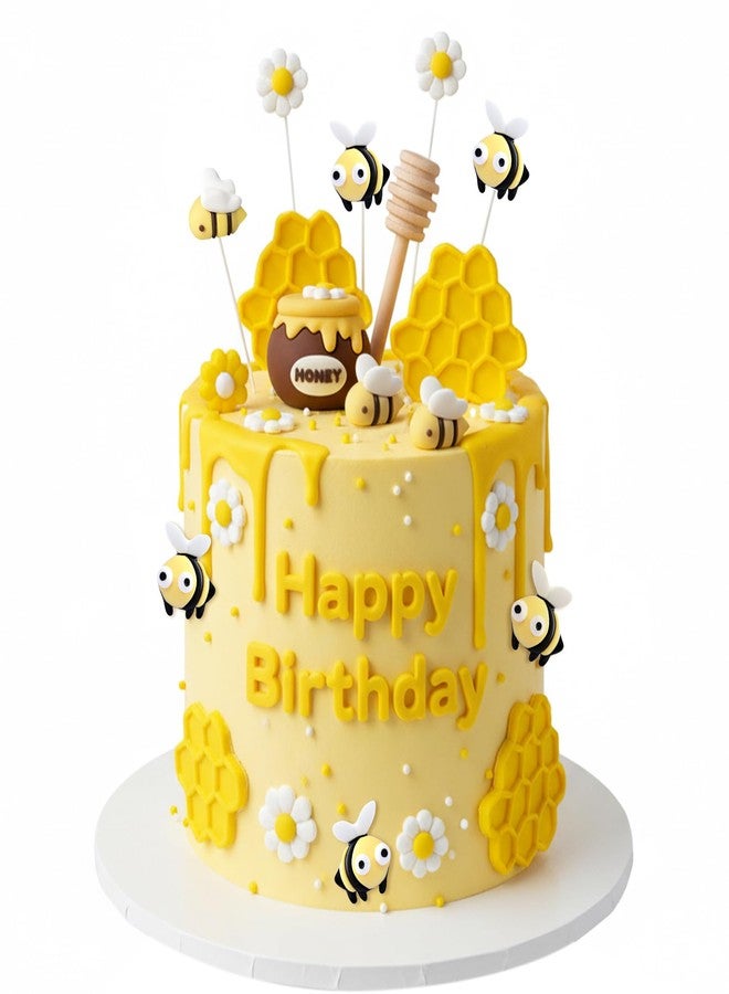 Knana 19Pcs Bee Cake Topper Bee Honeycomb Cake Decorations Honey Bee Theme Baby Shower Birthday Party Decoration Supplies - Image 1