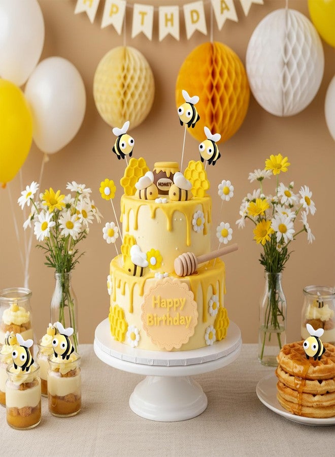 Knana 19Pcs Bee Cake Topper Bee Honeycomb Cake Decorations Honey Bee Theme Baby Shower Birthday Party Decoration Supplies - Image 4