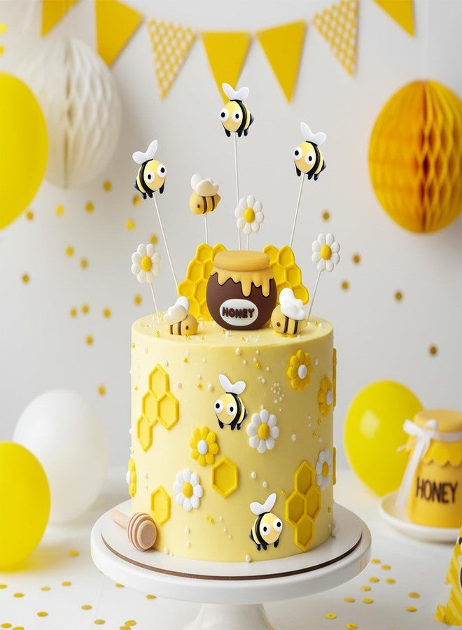 Knana 19Pcs Bee Cake Topper Bee Honeycomb Cake Decorations Honey Bee Theme Baby Shower Birthday Party Decoration Supplies - Image 3