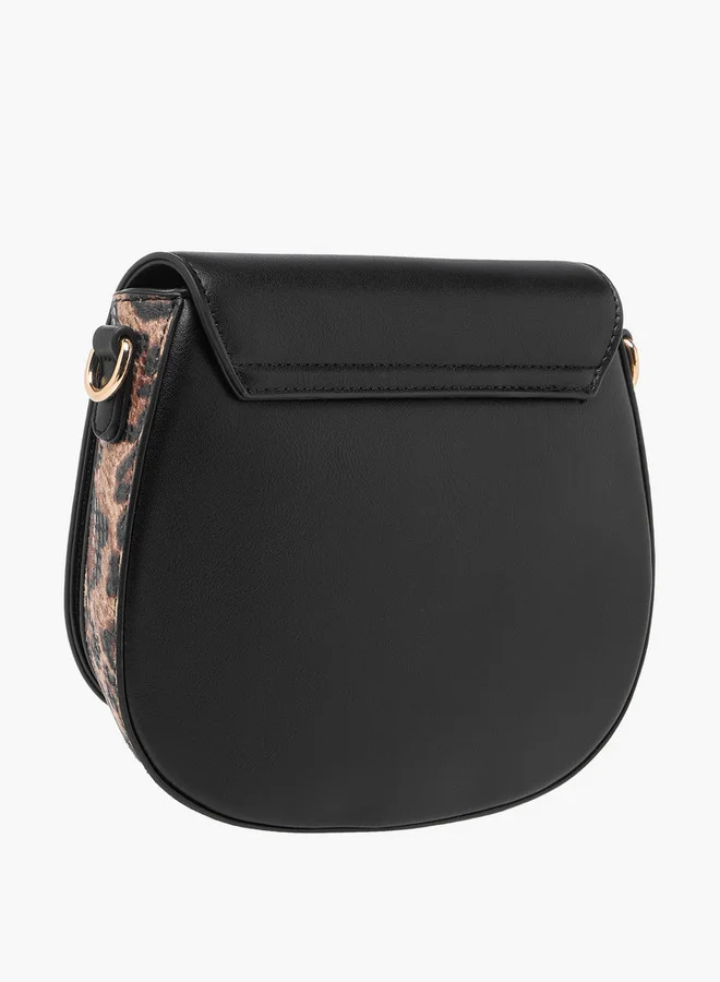 Celeste Animal Print Crossbody Bag with Detachable Chain Strap and Button Closure