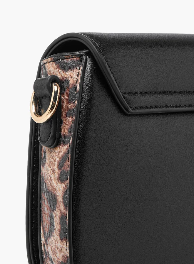 Celeste Animal Print Crossbody Bag with Detachable Chain Strap and Button Closure