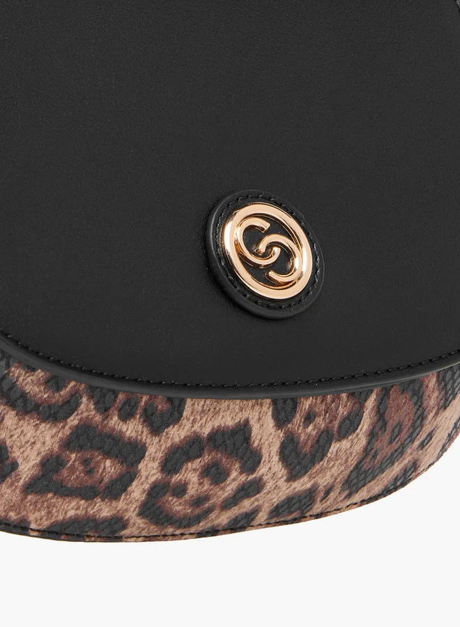 Celeste Animal Print Crossbody Bag with Detachable Chain Strap and Button Closure