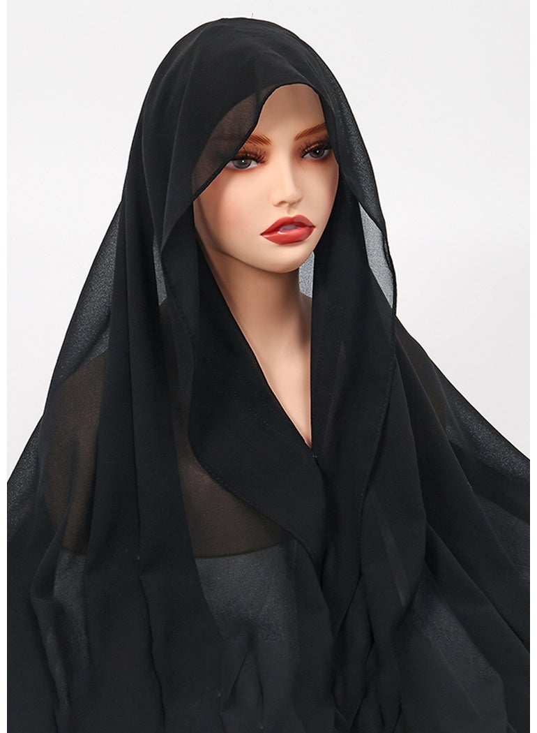 Instant Chiffon Hijab Set 3-in-1 Hijabs Solid Color Woman Scarf with Built-in Magnets and Undercap Head Wraps with Model Cap - Image 4