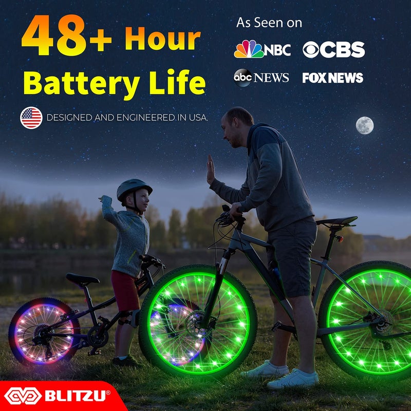 BLITZU 1-Tire Pack 7 Colors in 1 LED Bike Wheel Lights Fun Bright Patterns Waterproof Bicycle Spoke Lights Cycling Decoration Safety Warning Tire Strip Light for Kids Boys Girls Adults Night Riding - Image 2