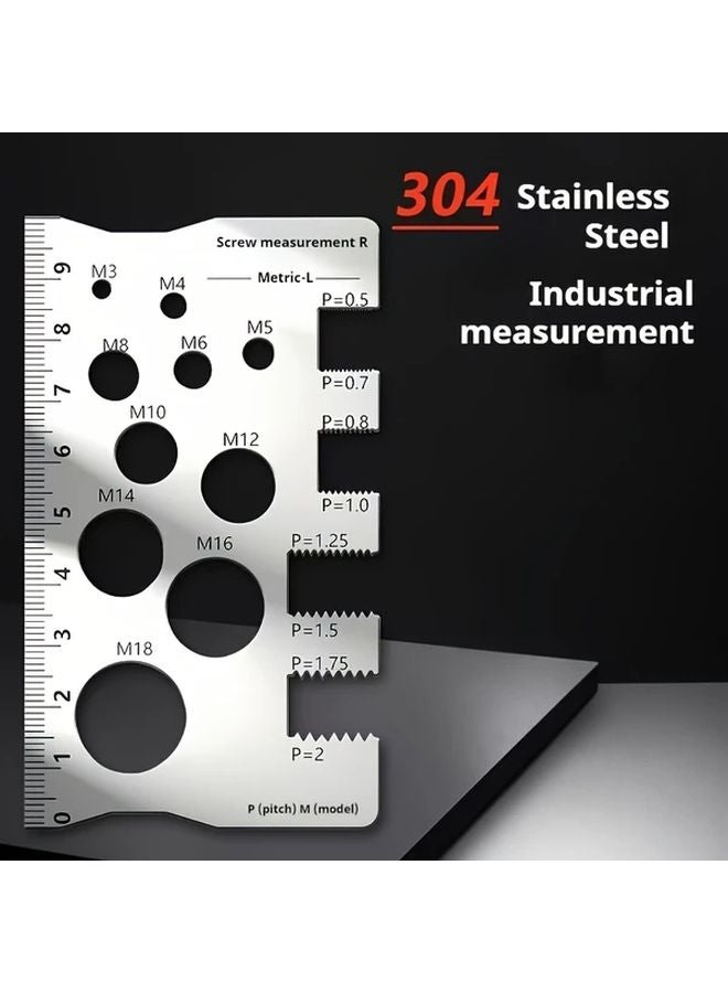 2pcs Stainless Steel Screw Measuring Calipers Silver Metric Thread Size Tool - Image 3