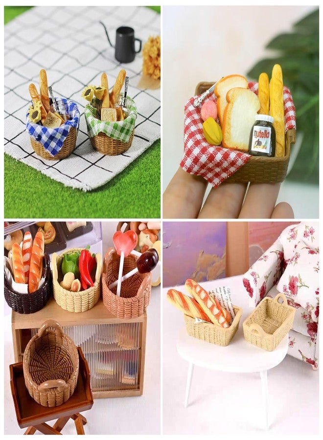 Spritewelry 36Pcs Food Basket Resin Miniature Ornaments Micro Landscape Home Dollhouse Accessories Picnic Cloth Flower Basket Figure for Party Favors Garden Decoration 36.5-42mm - Image 4