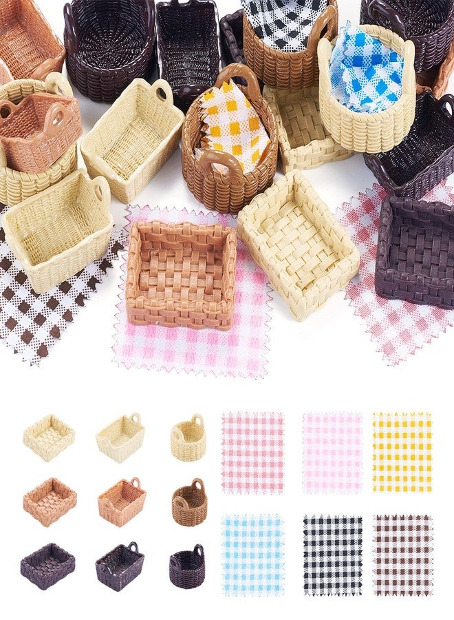 Spritewelry 36Pcs Food Basket Resin Miniature Ornaments Micro Landscape Home Dollhouse Accessories Picnic Cloth Flower Basket Figure for Party Favors Garden Decoration 36.5-42mm - Image 1