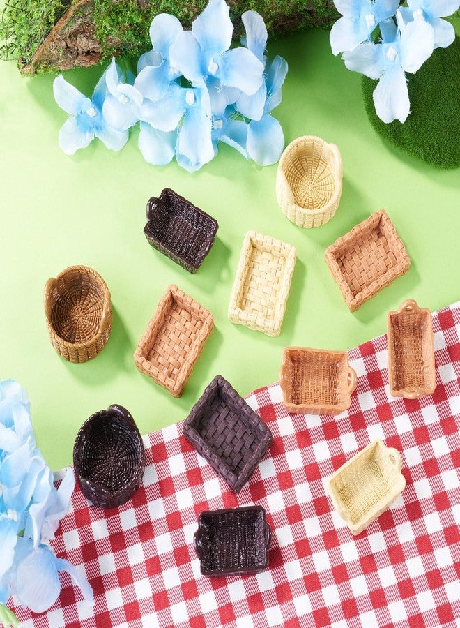 Spritewelry 36Pcs Food Basket Resin Miniature Ornaments Micro Landscape Home Dollhouse Accessories Picnic Cloth Flower Basket Figure for Party Favors Garden Decoration 36.5-42mm - Image 5
