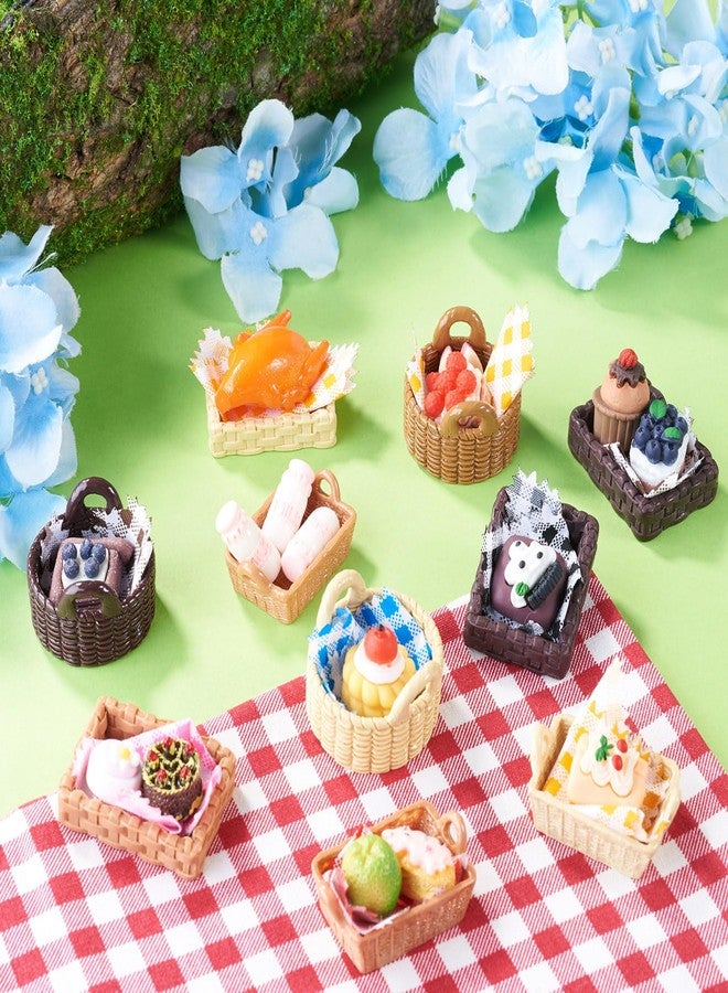 Spritewelry 36Pcs Food Basket Resin Miniature Ornaments Micro Landscape Home Dollhouse Accessories Picnic Cloth Flower Basket Figure for Party Favors Garden Decoration 36.5-42mm - Image 3