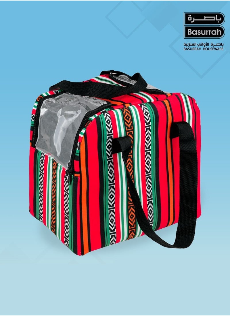 BASURRAH Multi-colored canvas travel thermos bag basket, tea, coffee  random selection  - Image 1