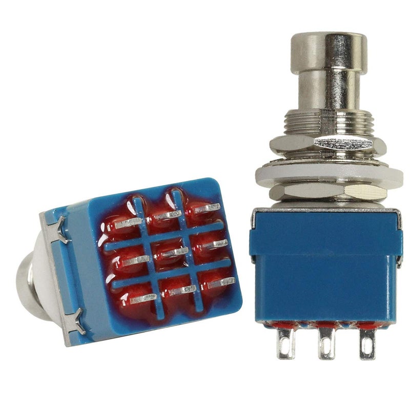 MEETOOT ميتووت 2 قطعة 9 دبوس 3PDT زر مؤثر صندوق فرشاة تجاوز حقيقي صندوق تأثيرات الجيتار دواسة قدم مفتاح معدني - Image 1