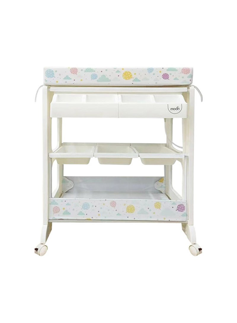 Moon Portable Diaper Changing Table Mat-Table Dresser Wheels Multi-Function Nursery Organizer For Newborn - Flying Rabbits - Image 1