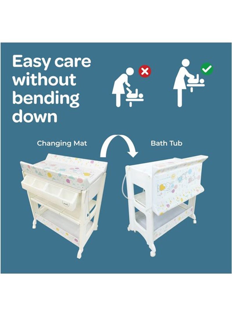 Moon Portable Diaper Changing Table Mat-Table Dresser Wheels Multi-Function Nursery Organizer For Newborn - Flying Rabbits - Image 5
