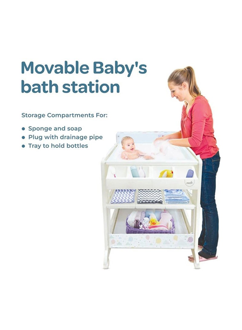 Moon Portable Diaper Changing Table Mat-Table Dresser Wheels Multi-Function Nursery Organizer For Newborn - Flying Rabbits - Image 4