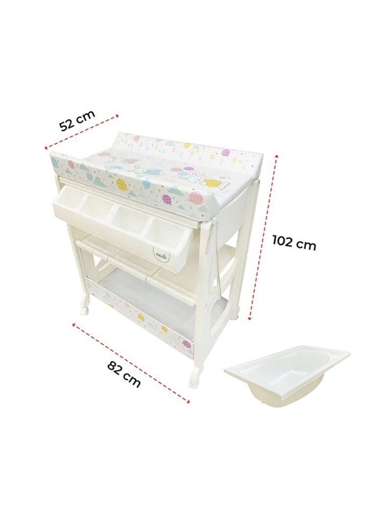 Moon Portable Diaper Changing Table Mat-Table Dresser Wheels Multi-Function Nursery Organizer For Newborn - Flying Rabbits - Image 3