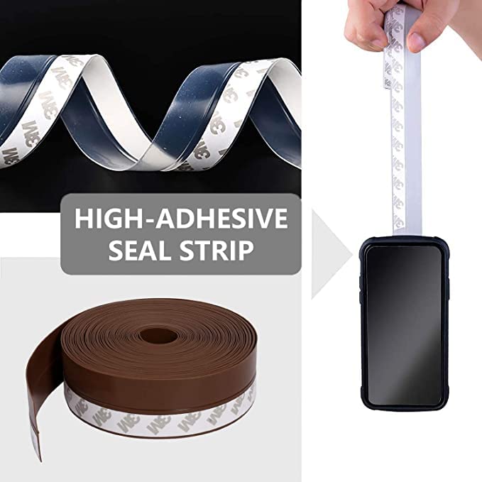REPLEX Silicone Seal Strip for Door Door Tape for Seal Strips Gap Sealer Adhesive Sealing Sticker for Window Gaps Door Seal Windproof Weather Stripping Door Draft Stopper for Home 3 M Brown - Image 4