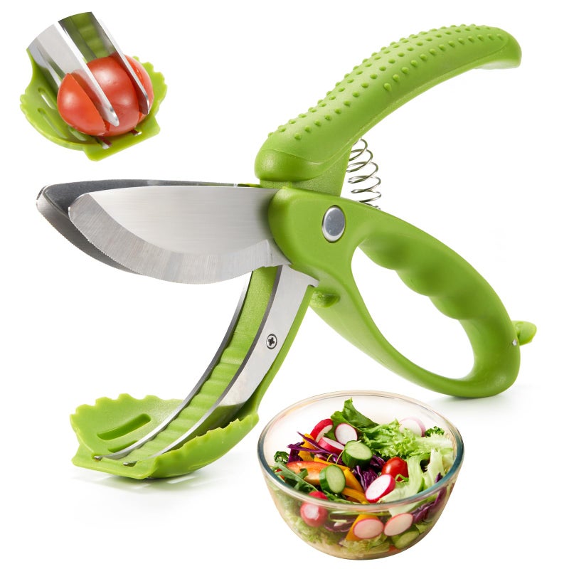 ALEXPHY Salad Scissors with Double Blades, Lettuce Chopper for Chopped Salad, Green - Image 1