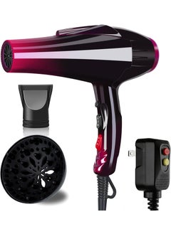 Mannice Mannice Hair Dryer 3500 Watt Professional Salon Ionic Blow Dryer with AC Motor 3 Heat Settings 2 Speeds Cool Shot Button Tourmaline Ceramic Concentrator  Diffuser Attachments Purple 110V 