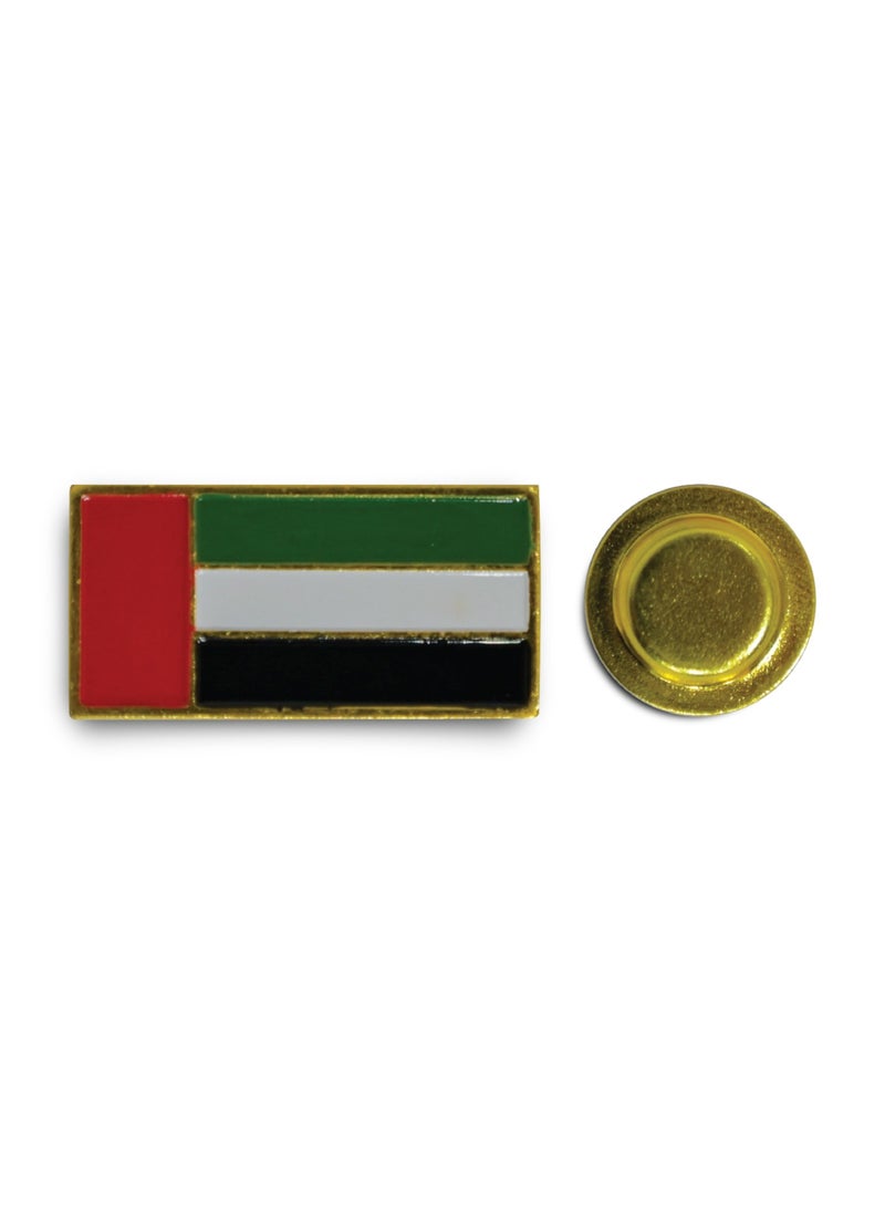 971ميديا علم الامارات العربية المتحدة - بادج معدني لون ذهبي مع دبوس مغناطيسي لا يتسبب في تمزيق الملابس  - Image 1