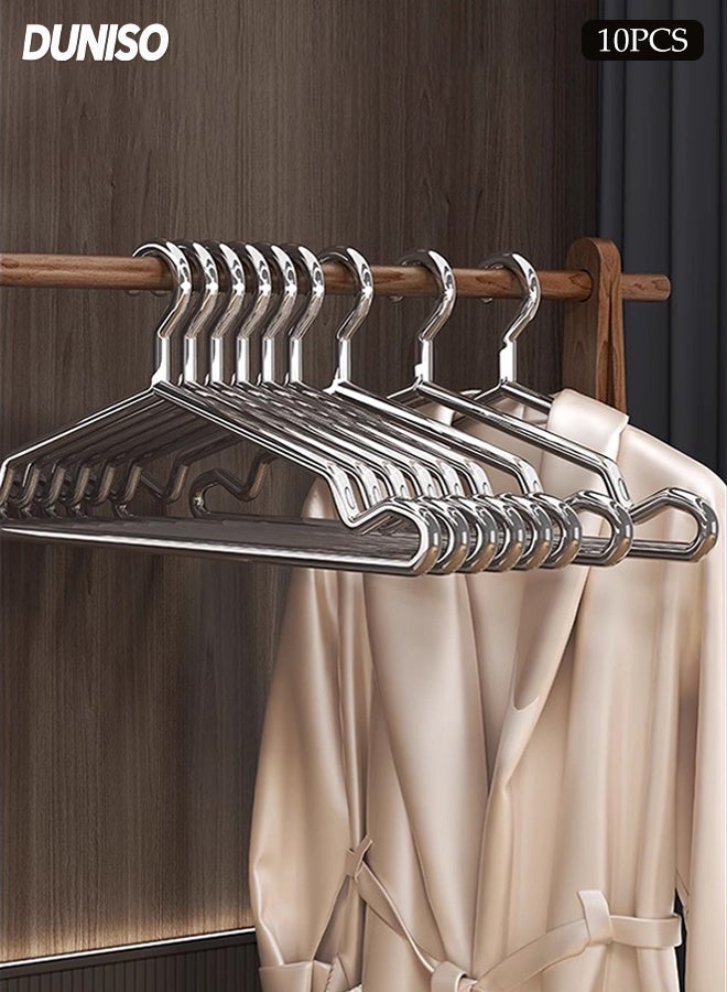 DUNISO 10-Piece Stainless steel Hanger Set with Notches，Sturdy and Durable，Metal Clothes Hanger suitable for Heavy-Duty Clothes, Jacket, Shirt, Pants, Suit Hangers ，（Silver） - Image 1