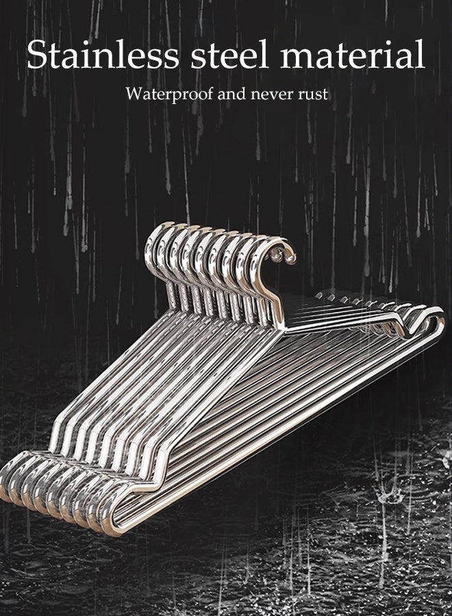 DUNISO 10-Piece Stainless steel Hanger Set with Notches，Sturdy and Durable，Metal Clothes Hanger suitable for Heavy-Duty Clothes, Jacket, Shirt, Pants, Suit Hangers ，（Silver） - Image 4