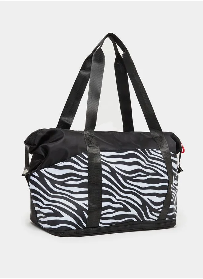 Styli Zebra Print Gym Bag with Double Handle