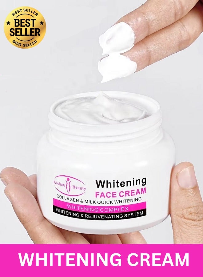 Aichun beauty Whitening Face Cream 80ml Collagen and Milk Quick Whitening Moisturizing Cream - Image 1