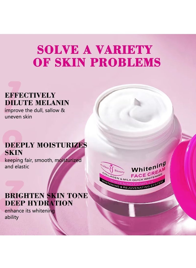 Aichun beauty Whitening Face Cream 80ml Collagen and Milk Quick Whitening Moisturizing Cream - Image 5