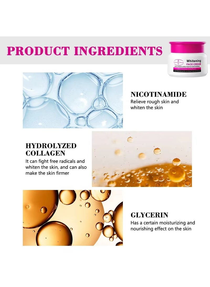 Aichun beauty Whitening Face Cream 80ml Collagen and Milk Quick Whitening Moisturizing Cream - Image 4