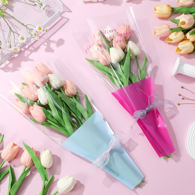 300 pcs Flower Sleeves for Bouquets: Rose Flower Wrapping - Florist Supplies for Wedding Anniversary Birthday - Image 4