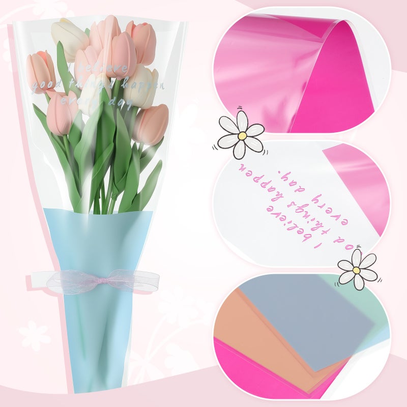 300 pcs Flower Sleeves for Bouquets: Rose Flower Wrapping - Florist Supplies for Wedding Anniversary Birthday - Image 2