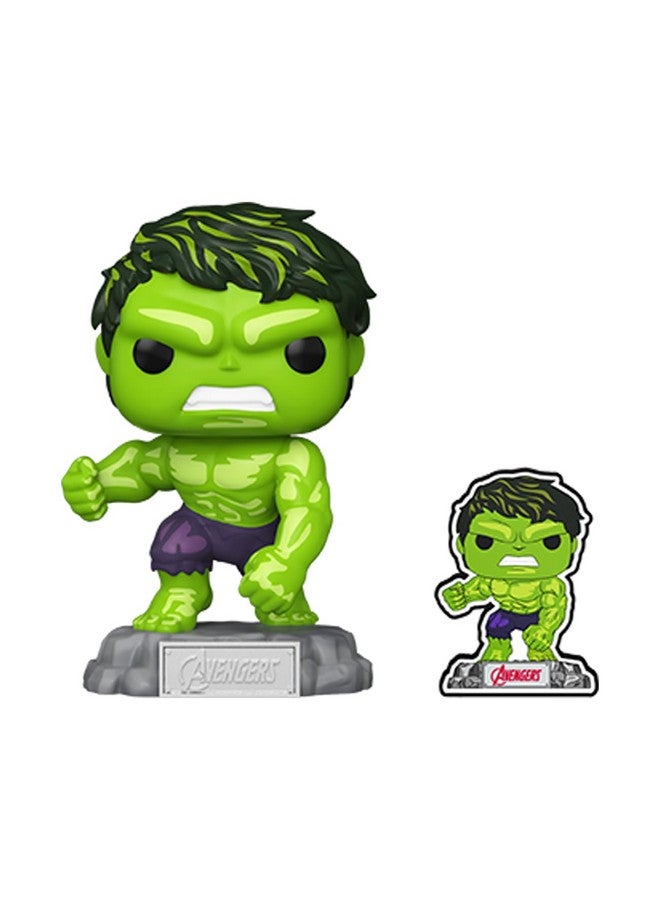 Funko Pop & Enamel Pin: The Avengers: Earth's Mightiest Heroes - 60th Anniversary, Hulk with Enamel Pin - Marvel Comics - Amazon Exclusive - Collectable Vinyl Figure - Gift Idea - Superheroes Fans - Image 2