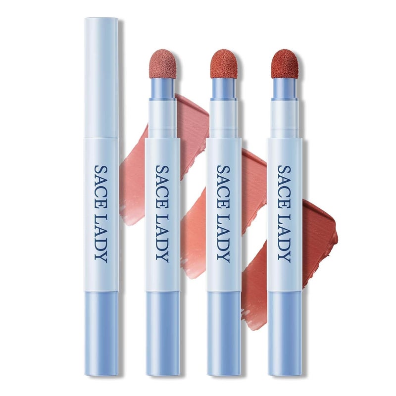 SACE LADY SACE LADY Matte Lipstick Set, Long Lasting Air Cushion Lip & Cheek Cream Non-Stick Cup, Ultra-Smooth Pigmented Non-drying Lip Color for Face Makeup Kit 3Pcs (V01+V02+V06, 3pcs) 