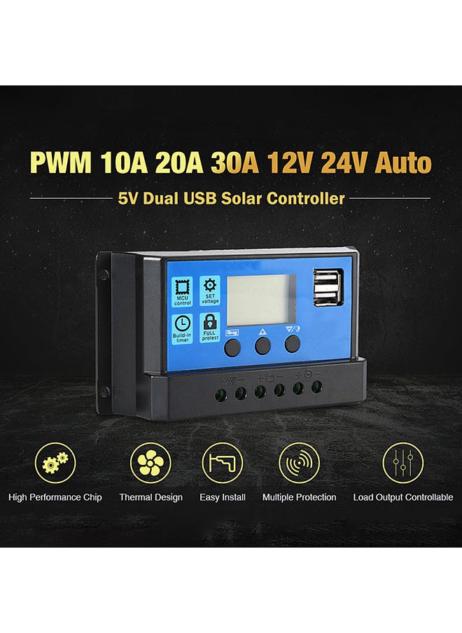 Generic - Universal Solar Panel Controller Battery Charge Regulator 12V/24V Auto With Dual USB for DIY - Image 1