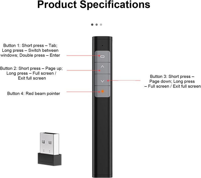 Karlak Presentation Clicker Wireless Presenter Remote Page Turner 2.4GHz Plug and Play Red Beam Pointer Rechargeable 30m Control Range for PC Laptop - Image 5