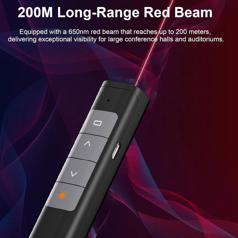 Karlak Presentation Clicker Wireless Presenter Remote Page Turner 2.4GHz Plug and Play Red Beam Pointer Rechargeable 30m Control Range for PC Laptop - Image 4