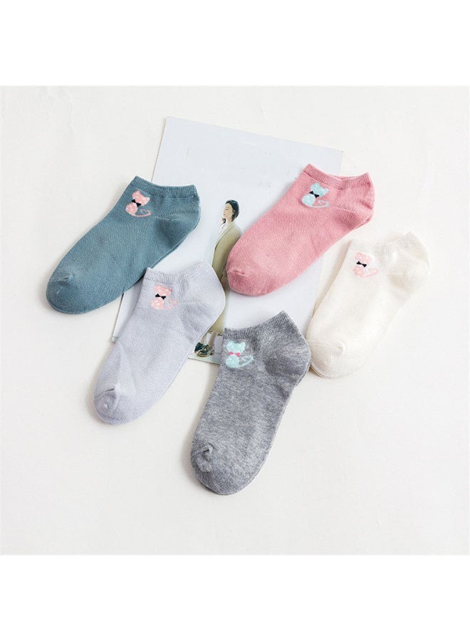 TRENDORA Women's Cotton Blend Ankle Socks, Mixed Colours, 6 Count, Casual Style, Adult Sockss - Image 5