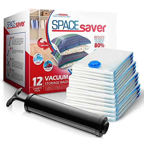 Spacesaver Variety Vacuum Storage Bags for Comforters, Blankets & Clothes – Sealed Compression Bags with Hand Pump – Space Saver Bags for Bedding,Travel & Organization - 3S, 3M, 3L & 3XL - Pack of 12 - Image 1