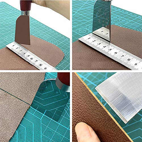 QMNNMA Leathercraft Knife - Leather Skiving Knife, Leather Cutting Tools with Wooden Handle Easy Trimming & Edge Skiving Leathercraft Craft Tool for DIY(Red) - Image 2