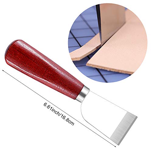 QMNNMA Leathercraft Knife - Leather Skiving Knife, Leather Cutting Tools with Wooden Handle Easy Trimming & Edge Skiving Leathercraft Craft Tool for DIY(Red) - Image 5