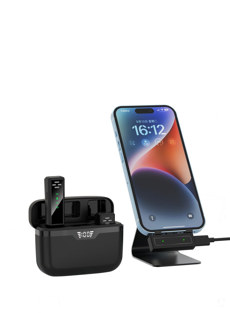 Wireless Lavalier Microphone, for Android, 48H Battery Life, 2-in-1 Plug-Play Clip with Charging Case for Recording Interview Video Podcast Vlog  - Image 4
