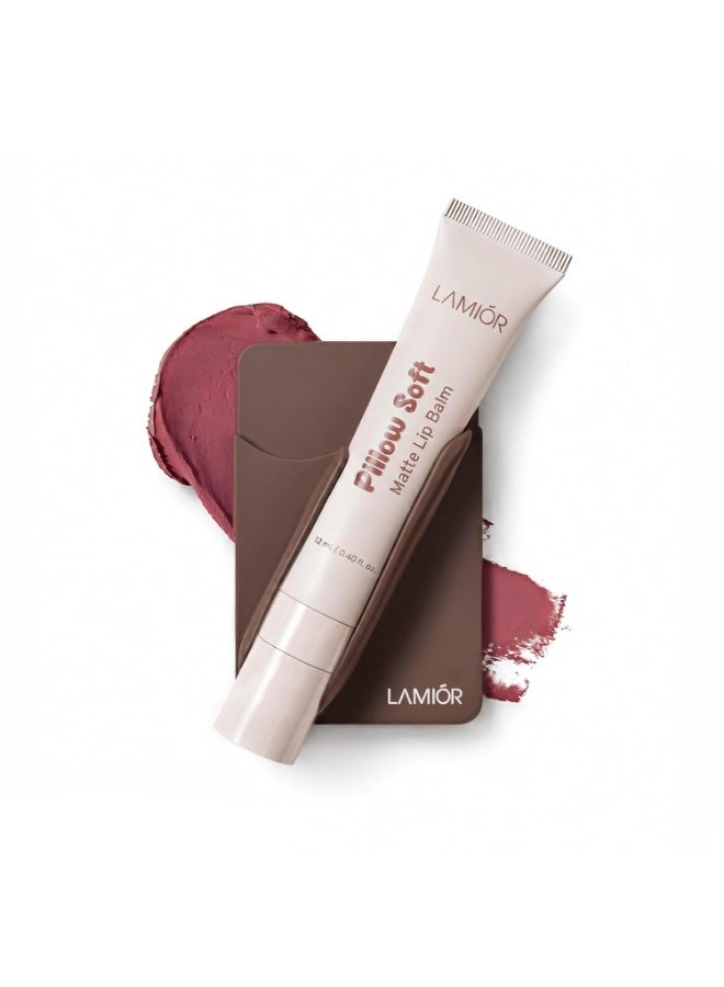 LAMIOR Pillow Soft Matte Lip Balm & Snap Pout Case Combo | Velvet Matte Tinted Color | Peptide, Hyaluronic Acid & Kokum Butter | Soft-Focus Finish | Lightweight Hydrating Formula for Women (Fig Ganache) - Image 1