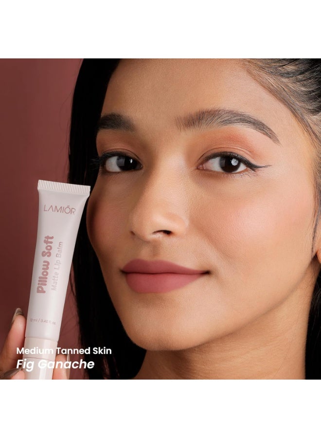 LAMIOR Pillow Soft Matte Lip Balm & Snap Pout Case Combo | Velvet Matte Tinted Color | Peptide, Hyaluronic Acid & Kokum Butter | Soft-Focus Finish | Lightweight Hydrating Formula for Women (Fig Ganache) - Image 3