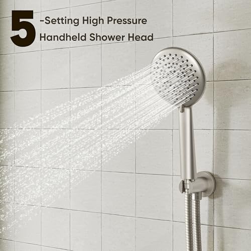 Gabrylly Shower System, Shower Faucet Set with Pressure Balance Shower Valve, 10" Rain Shower Heads with Handheld Spray, Wall Mounted Shower Fixtures, High Pressure Shower Head Set, Brushed Nickel - Image 4