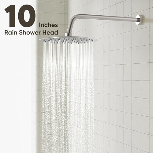 Gabrylly Shower System, Shower Faucet Set with Pressure Balance Shower Valve, 10" Rain Shower Heads with Handheld Spray, Wall Mounted Shower Fixtures, High Pressure Shower Head Set, Brushed Nickel - Image 3