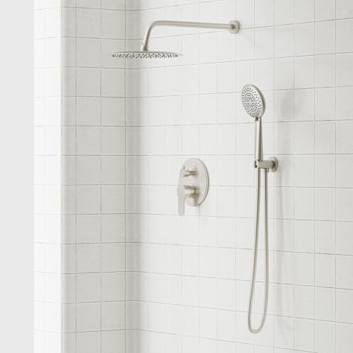 Gabrylly Shower System, Shower Faucet Set with Pressure Balance Shower Valve, 10" Rain Shower Heads with Handheld Spray, Wall Mounted Shower Fixtures, High Pressure Shower Head Set, Brushed Nickel - Image 2
