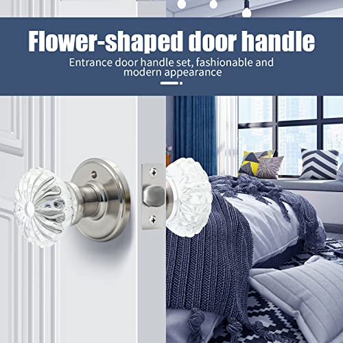 Cielsa Dawn Glass Door Knobs Interior with Lock, Satin Nickel Door Handles, Crystal Door Knobs with Lock(Satin Nickel, Privacy) - Image 3