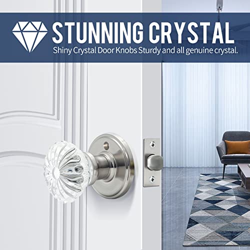 Cielsa Dawn Glass Door Knobs Interior with Lock, Satin Nickel Door Handles, Crystal Door Knobs with Lock(Satin Nickel, Privacy) - Image 5